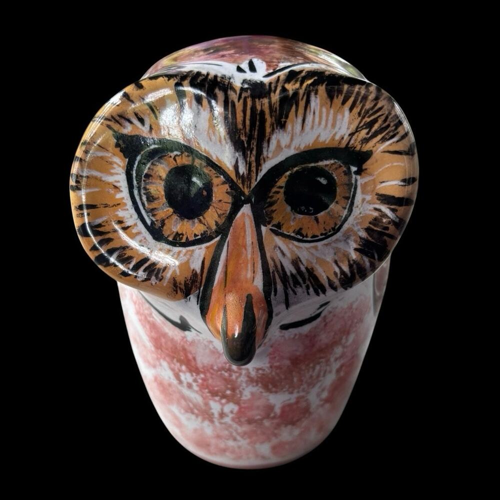 Tonala Hand Painted Owl Figurine Mexican Folk Art Pottery 4.5”